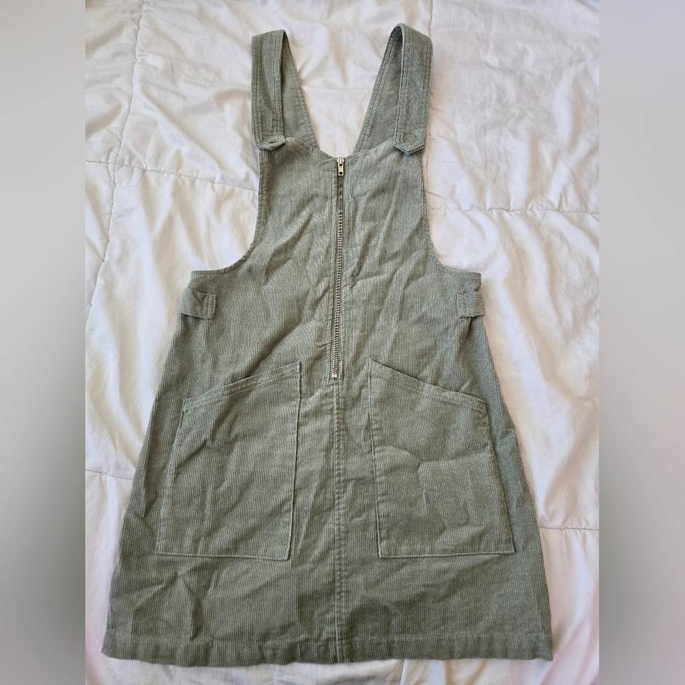 Sage Green Front Zip Overalls Dress